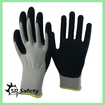 SRSAFETY latex noir recouvert de polyester gris tricoté de calibre 13 sur la paume pour des gants de sécurité